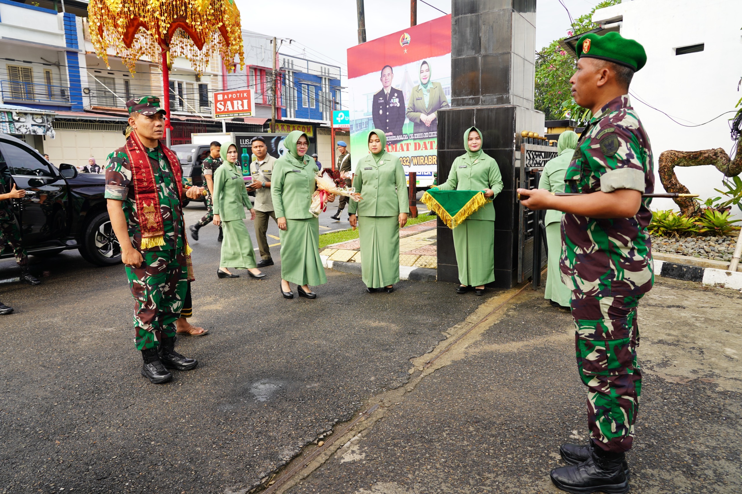 Dandim 0312 Padang sambut kedatangan Danrem 032 Wbr
